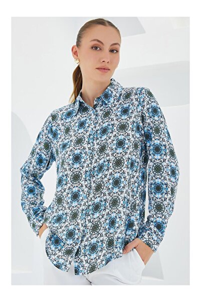 LC Waikiki 3721 Graphic Patterned Shirt - Turquoise