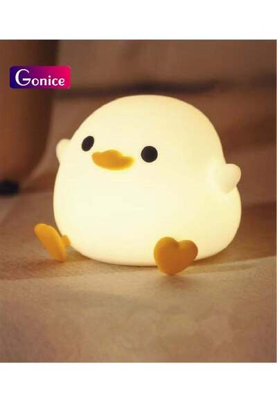 Gonice Duck Night Light for Kids - Soft Silicone, Touch Dimming, USB Rechargeable