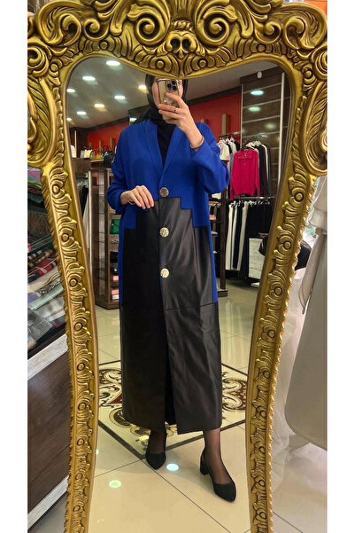 HUMEYRA Deri detaylı soğuk iplik hırka