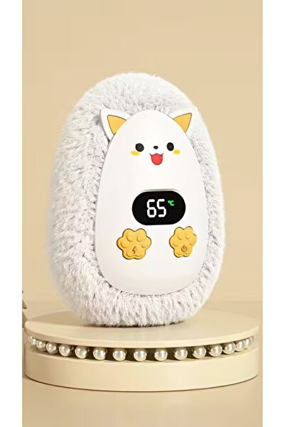 Kevega LED Ekranlı USB Şarjlı El Isıtıcısı – Beyaz Tilki Modeli