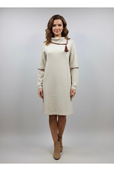 Cockatoo Γυναικείο ύφασμα Hera με χαλαρή εφαρμογή - Χειμερινό πλεκτό με λεπτομέρεια ραφής και λαιμόκοψης - Κομψό καθημερινό φόρεμα και τουνίκ