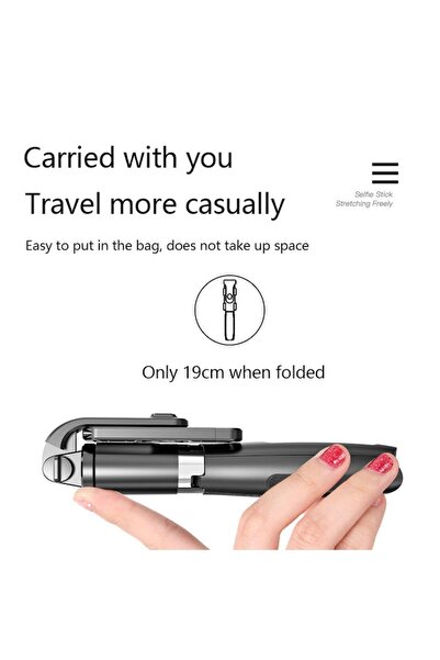 Lecheng Selfie stick/tripod L02, Lecheng, Metal/Plastic, Extendable, Compatible with iOS/Android, Black