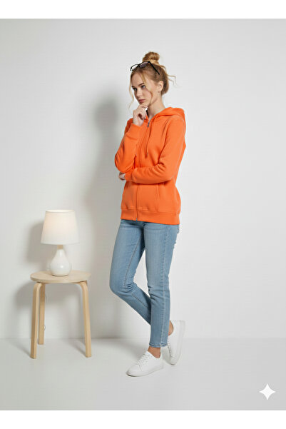 ribana Unisex 3 Thread Cotton Regular Fit Comfortable Fit Hooded Zippered Thick Cardigan with Fleece Inside Fleece-Lined