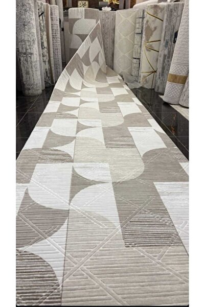 Nesrin KESME YOLLUK KAYMAZ TABAN KREM KAHVE GEOMETRİK ŞEKİLLİ