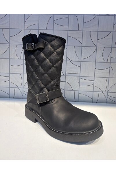 Riccardo Colli Harley Unisex Чорні шкіряні чоботи Короткі чоботи