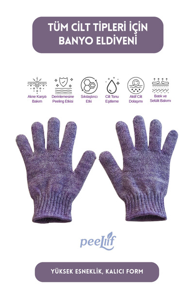 Peellif Mor Peeling Banyo Vücut Masaj Eldiveni/Banyo Duş Eldiveni/Banyo Lifi ...