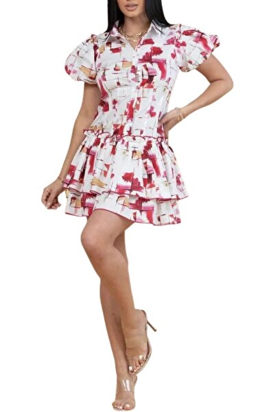 Cal moda Women's Abstract Ruffled Mini Dress