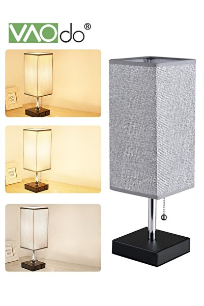 VAODO Bedside Table Lamp with 3 Color Temperatures 3000/4000/5000K Small Lamp with USB C+A Ports Nightstan