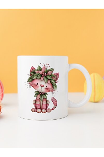 IŞILAY PROMOSYON كوب قهوة لطيف بتصميم قطة الكريسماس موديل 35