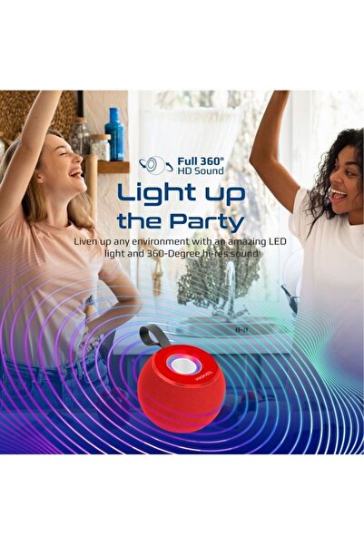 Promate Juggler.Red LED Bluetooth Speaker - 5W, TF Card, USB, 360° Sound, LED Light