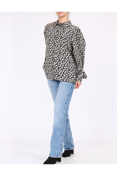 PIECES Shirt, Black floral