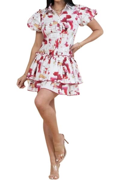 Cal moda Women's Abstract Ruffled Mini Dress