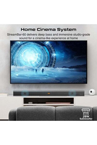 Promate StreamBar-60 60W BassBoost Soundbar with Built-in Subwoofer