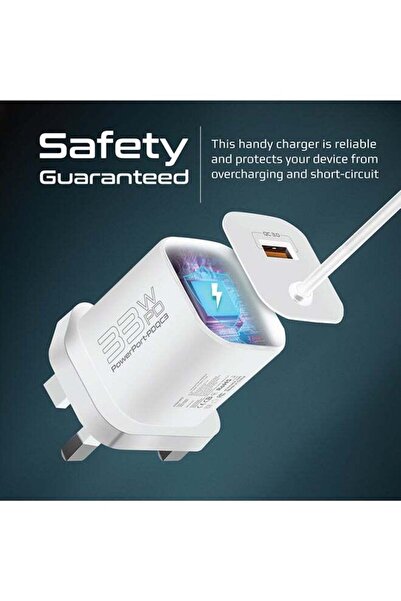 Promate USB-C Charger 33W Power Delivery Wall Adapter with 22.5W Quick Charge & 1.5M Built-in Type-C