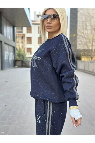 Kokoşum Butik 5786 Σετ Κεντημένο με Στραγγισμένο Χρυσό Μπλε Ναυτικό