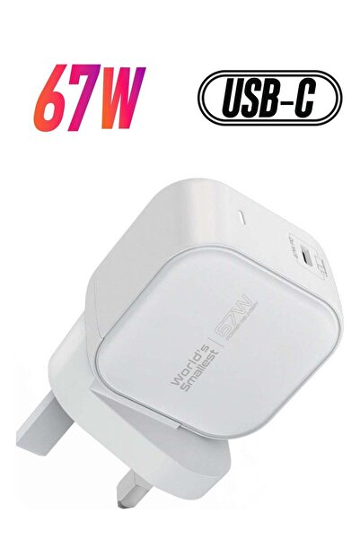 Promate iPhone 15 Charger, 67W Super-Speed USB-C GaNFast Charger White