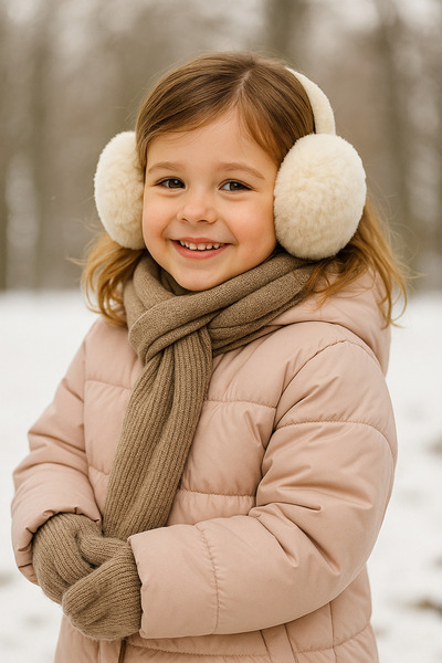 Luminos Butik Beige Children's Imported Foldable Plush Headphones