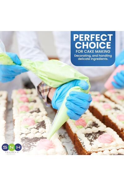 SNH Packing Disposable Vinyl Gloves 100pcs, Powder-Free, Latex-Free, Blue