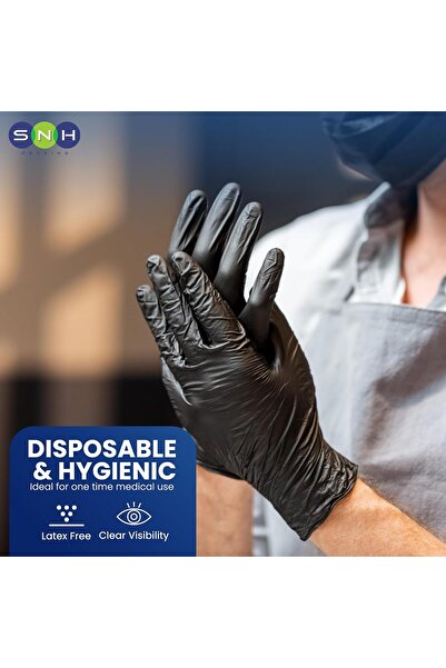 SNH Packing Disposable Vinyl Gloves 100 Units - Powder-Free, Latex-Free