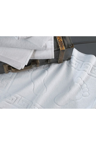 OEM White towel, GREEK BORDER, 100% cotton, size 50 x 70 cm, for feet, 500 g/m²