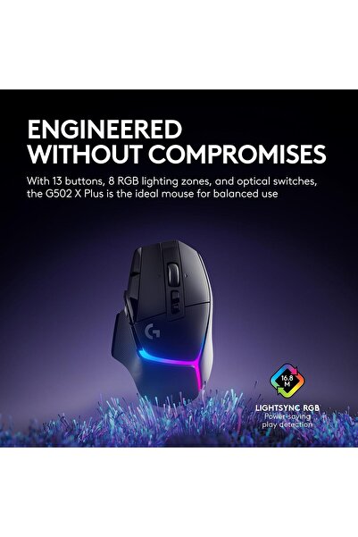 Logitech G Logitech G502 X Plus Wireless Gaming Mouse - Lightspeed, LIGHTFORCE, HERO 25K, RGB - Black