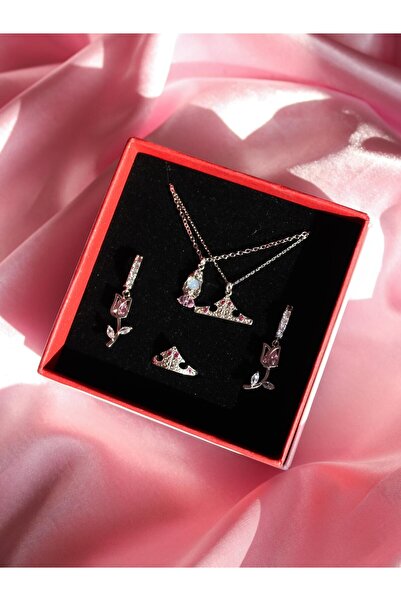 Reorah Collection Aurora Prenses Baby Aurora Kolye, Küpe, 925 Gümüş Aurora Ko...