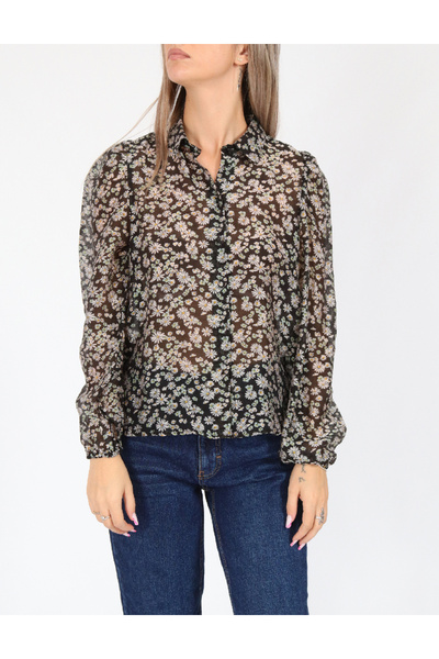Stradivarius Shirt, Black floral
