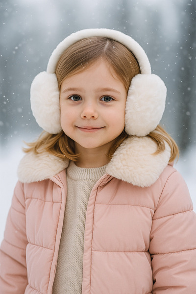 Luminos Butik Ecru Children's Imported Foldable Plush Headphones Klk02