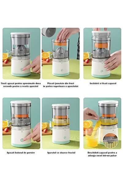 Deluxe Portable Electric Fruit Juicer, 45W, Integrated Tank, Removable Components, Quiet
