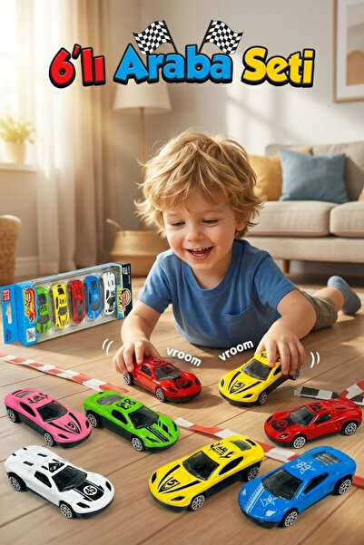 craftivio 6'lı Metal Gövde Diecast Oyuncak Araba Seti - Dayanıklı Spor Yarış ...
