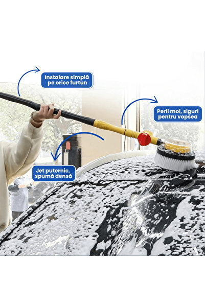 OferteTop 2-in-1 Rotating Brush with Extendable Handle and Soap Dispenser for Car Wash