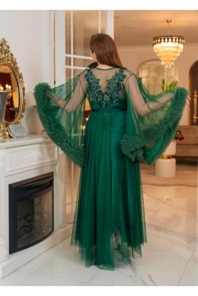 Limas lingerie Special Design Diamond, Lace Detail 2-Piece Long Dressing Gown