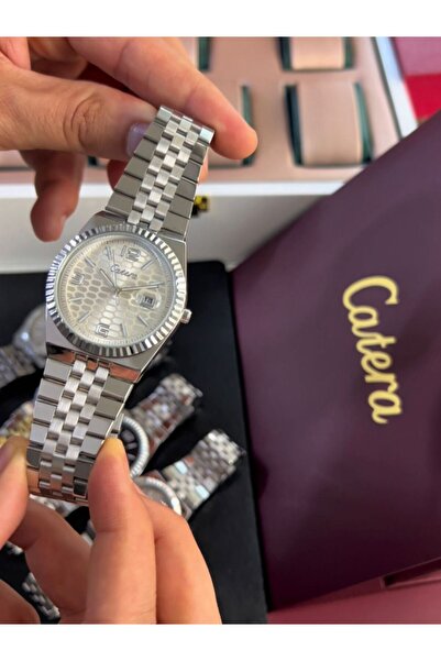 catera Limited-time offer: Men's watches with a steel strap, silver color, white dial, and two-tone black dial.