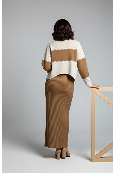 YusGos Women's Shepherd Stitched Top Striped Sweater Dress