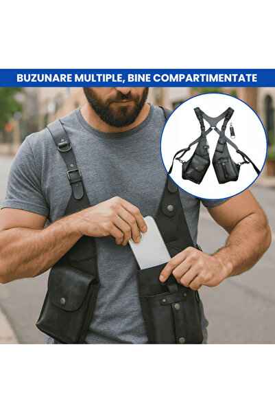 OferteTop Stylish and Practical Leather Anti-Theft Vest with Shoulder Strap and Secure Pockets