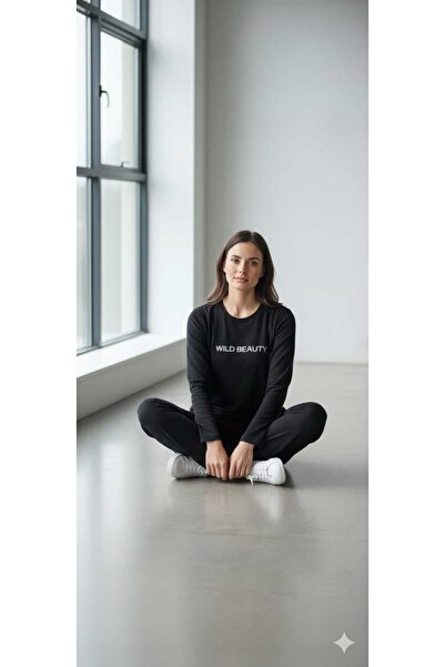 Sude kadın pijama takımı siyah renk alt ve üst takım