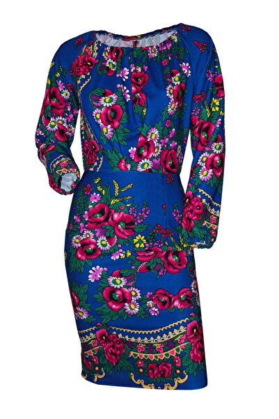 Atelier Anca Socolovschi Mother/daughter set blue dresses with floral print