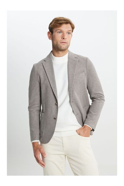 LC Waikiki Men's Light Brown Slim Fit Slim Fit Mono Collar Dobby Pocket Jacket