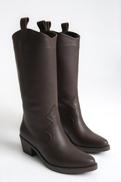 Ayakkabı Delisiyim Cizme de damă din piele maro Western Cowboy sub genunchi T...