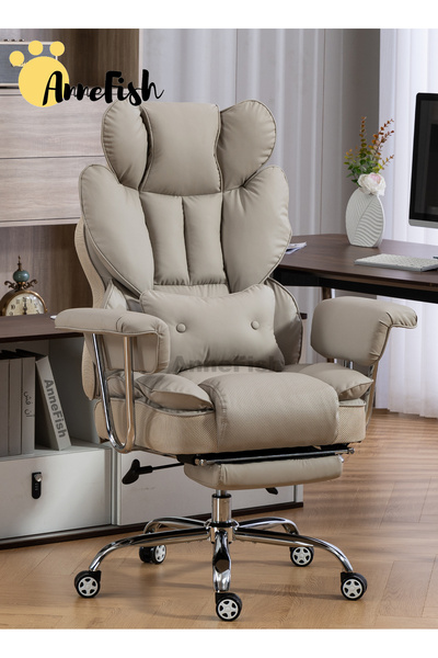 AnneFish Ergonomic Office Chair with Footrest Large Executive Swivel Desk Chair High Back Reclining Chair