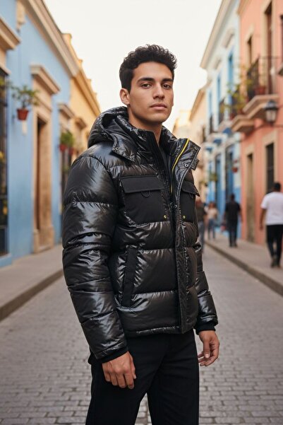 zhrcollection معطف حراري لامع مقاوم للماء للرجال – معطف شتوي مقاوم للبرد بغطا...