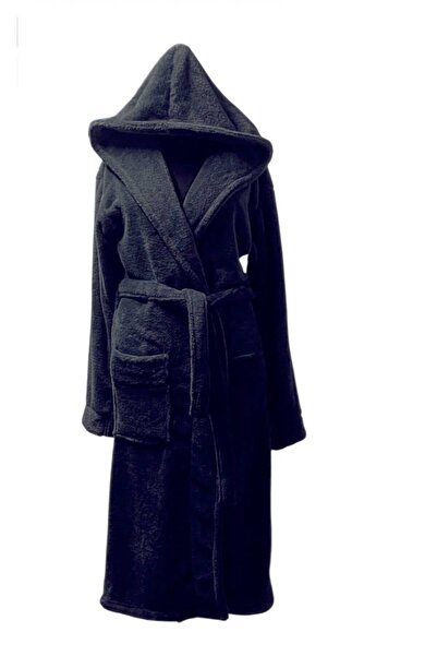 OEM Hooded, fluffy cocolino bathrobe Black size M/L
