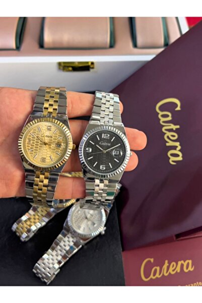 catera Limited-time offer: Men's watches with a steel strap in silver and gold, gold and silver dial, and black subdial.