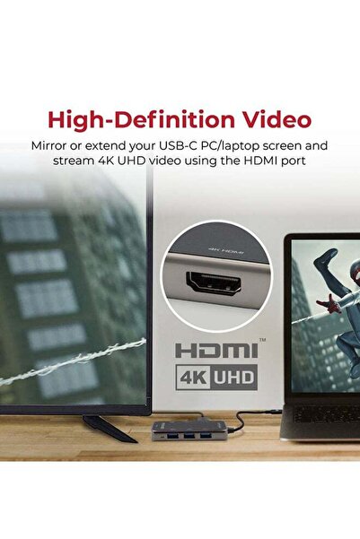 Promate USB-C Hub to 4K HDMI, 100W PD, RJ45, 3 USB, TF/SD, PrimeHub-Mini Black