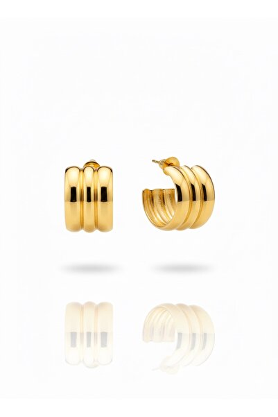 Sujewelleryy 3’lü Görünümlü Birleşik Gold Küpe