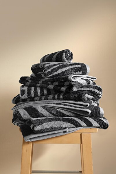 Cherx Pluma Yarn Dyed 2-Piece Bath Towel Set Anthracite 76X150