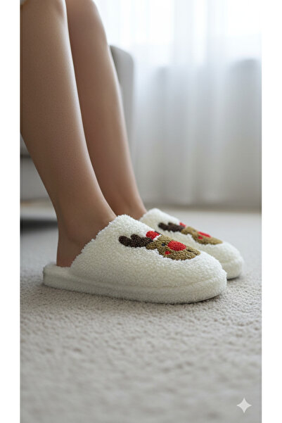 FootFrenzy Women's New Year Concept Soft House Slippers with Christmas Figure