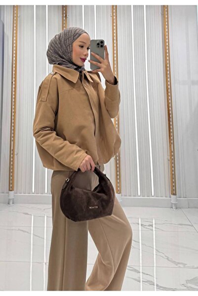 QUMRU Kadın Vizon Süet Ceket