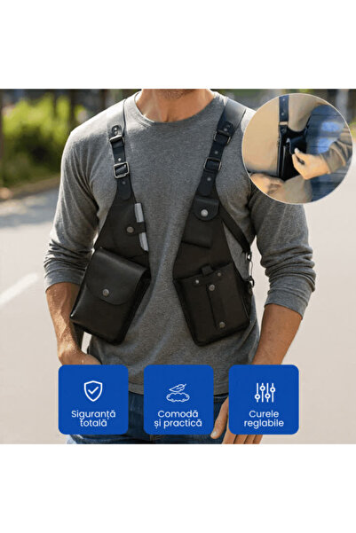 OferteTop Stylish and Practical Leather Anti-Theft Vest with Shoulder Strap and Secure Pockets