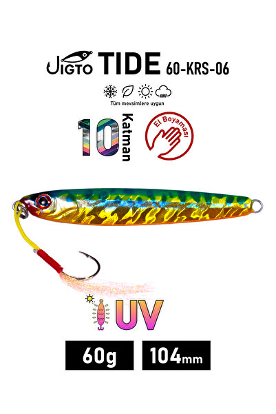 JIGTO Jig, Zoka, Suni Yem, UV Metal Jig, 60Gr 10cm Tide 60-KRS-06